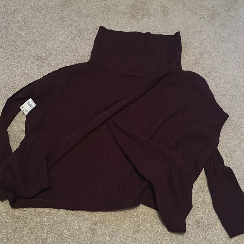 Free People NWT Juicy Long Sleeve Cowl Neck Split Back Thermal Date Night M New